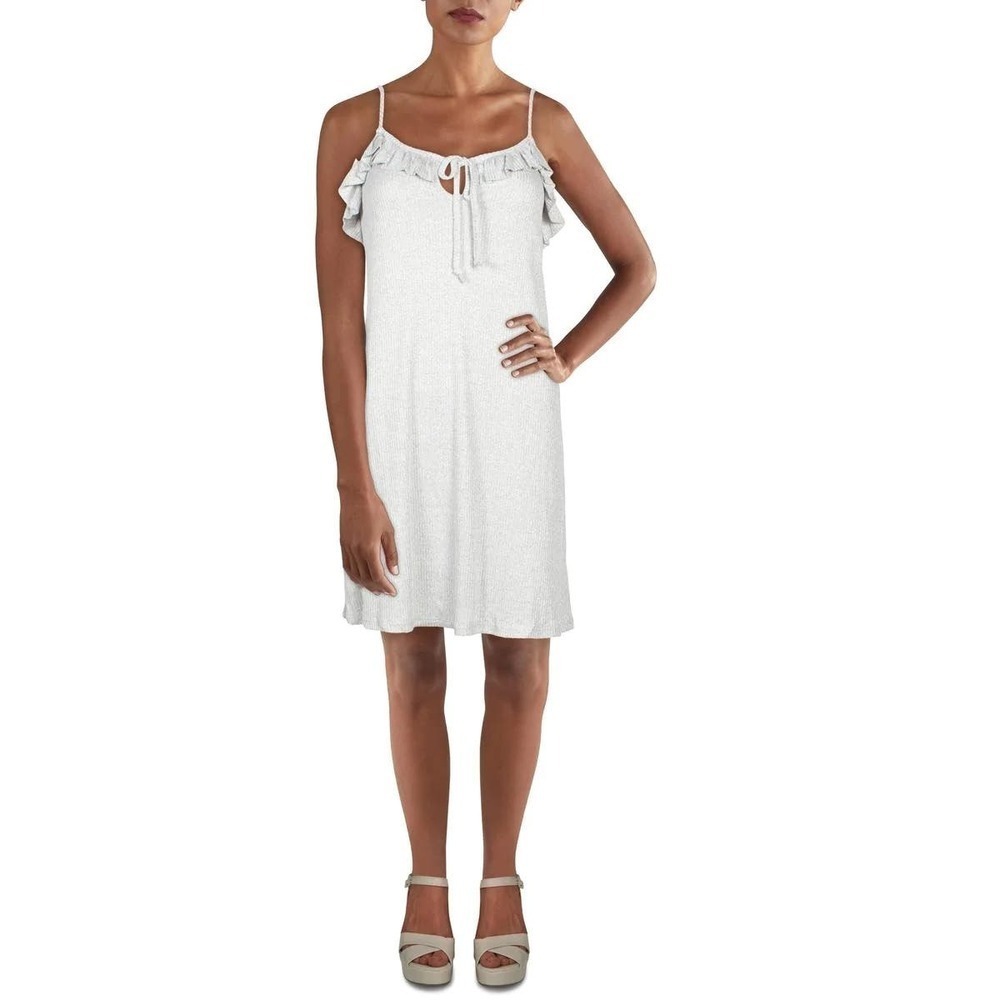 Maronie by Anthropologie Y2K Ruffled Short Sundress in Gray / Small